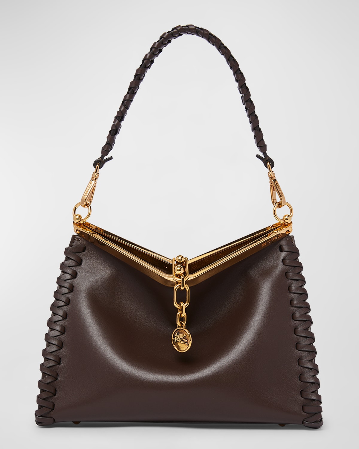 Etro Medium Vela Leather Shoulder Bag In Brown