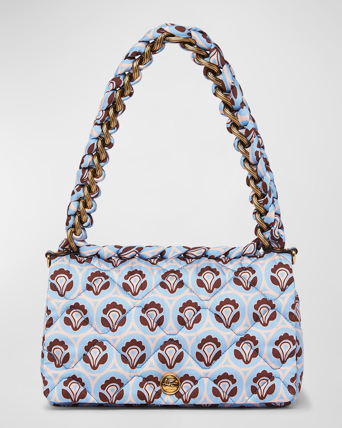 Etro Tessuto Floral Quilted Top-handle Bag In Print On Pale Blu