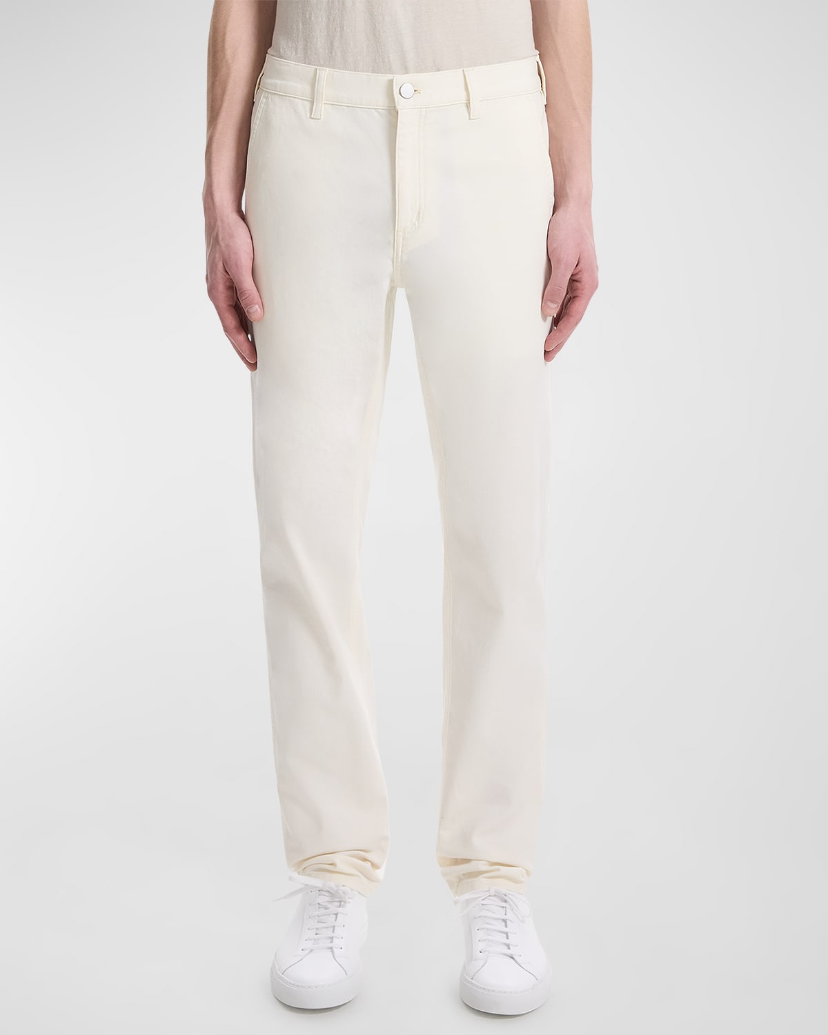 Shop Theory Men's Zaine Straight-leg Canvas-stretch Carpenter Pants In Ivory
