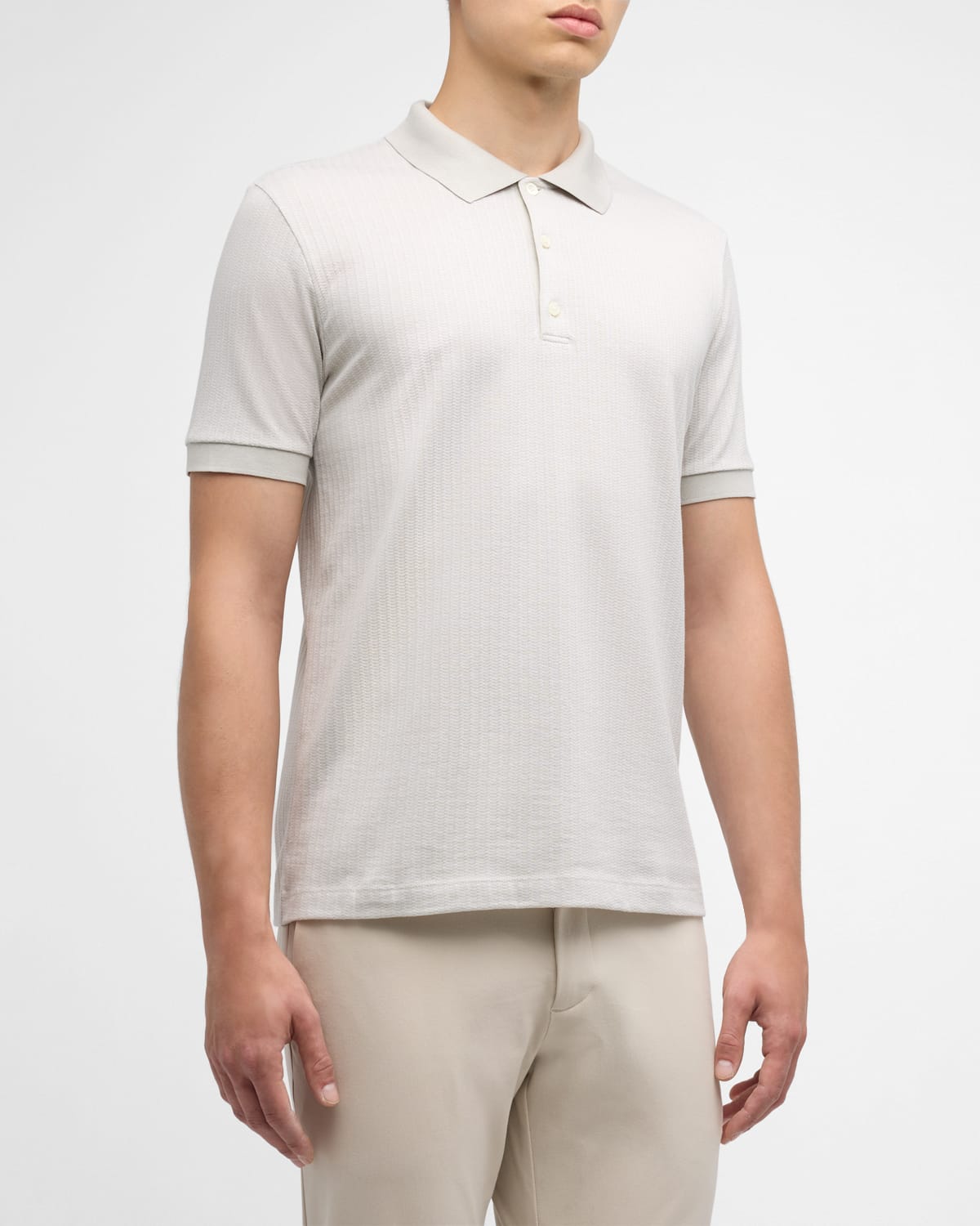 Shop Theory Men's Zelig Jacquard Polo Shirt In Limestone/white