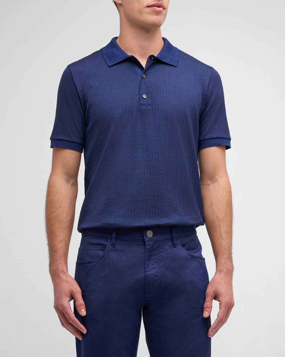 Shop Theory Men's Zelig Jacquard Polo Shirt In Ocean/black