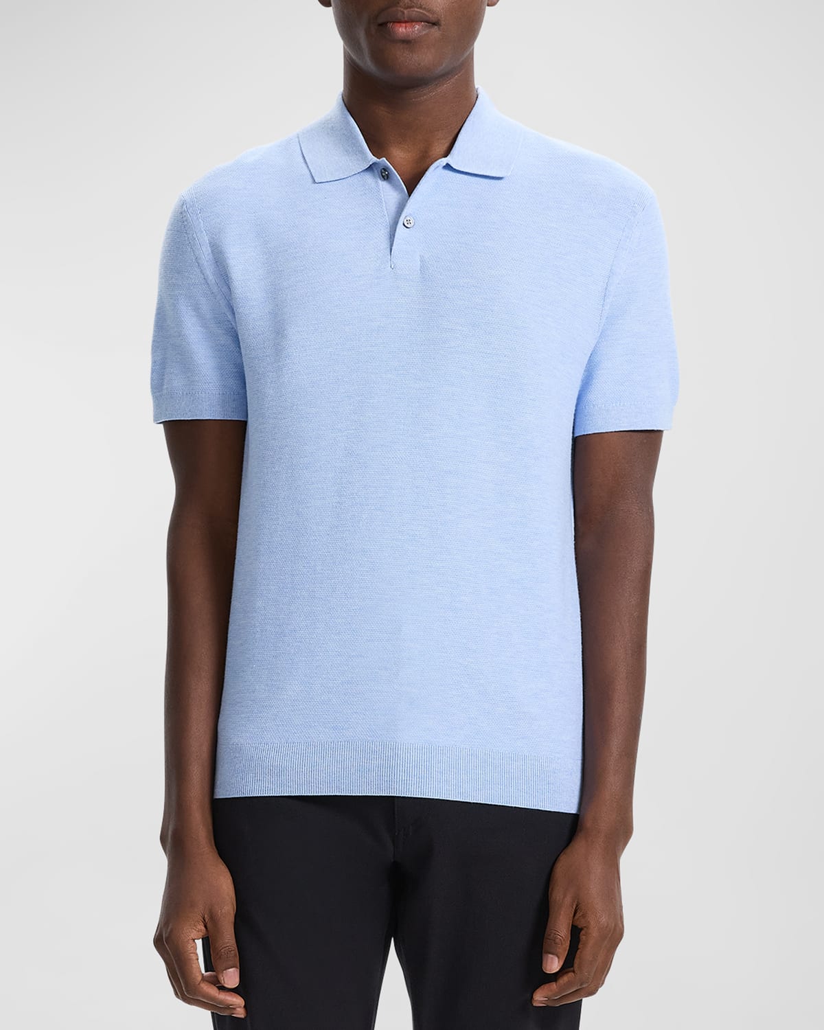 Shop Theory Men's Goris Fine Bilen Polo Shirt In Skylight Melange