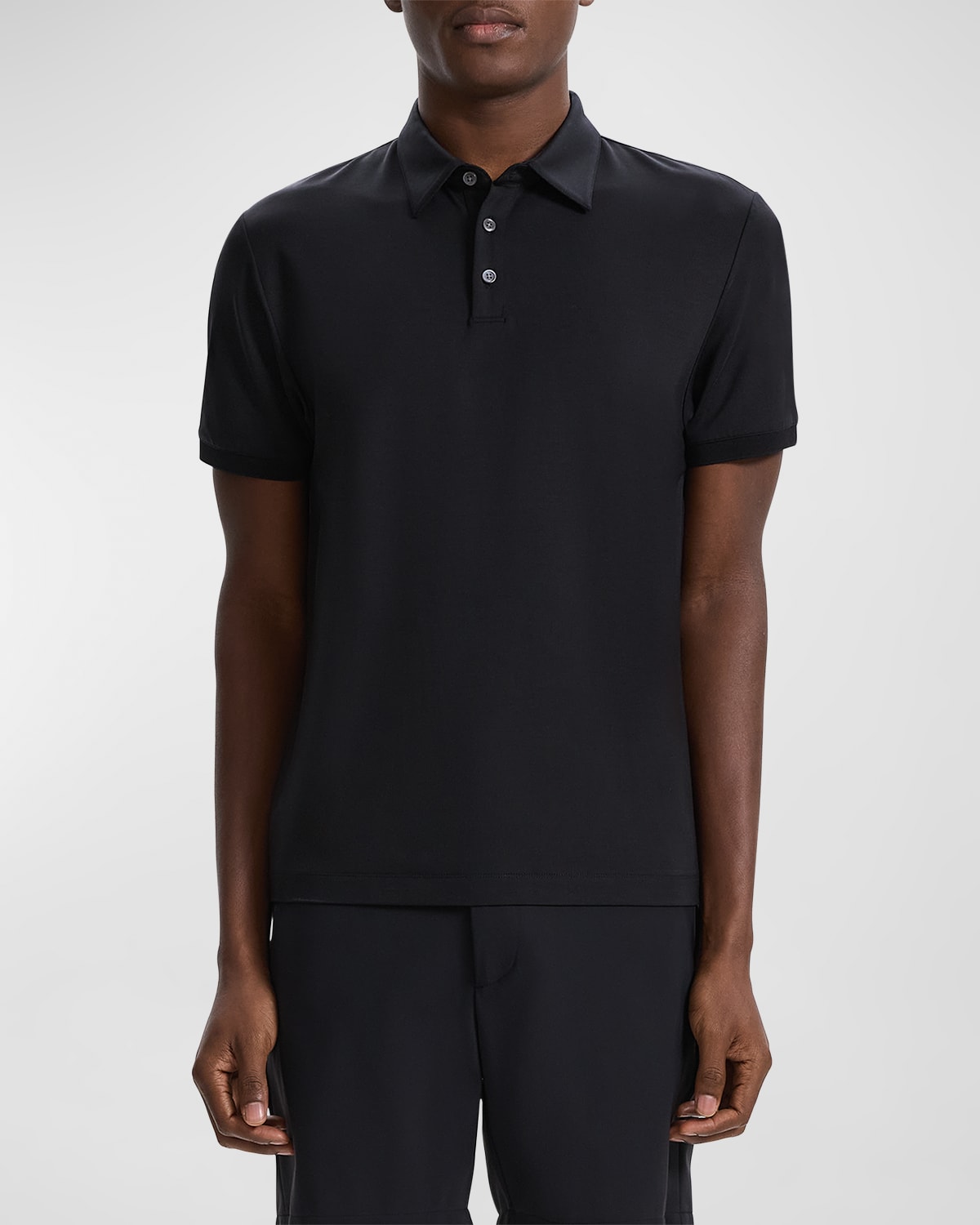 Shop Theory Men's Noran Tencel Polo Shirt In Black