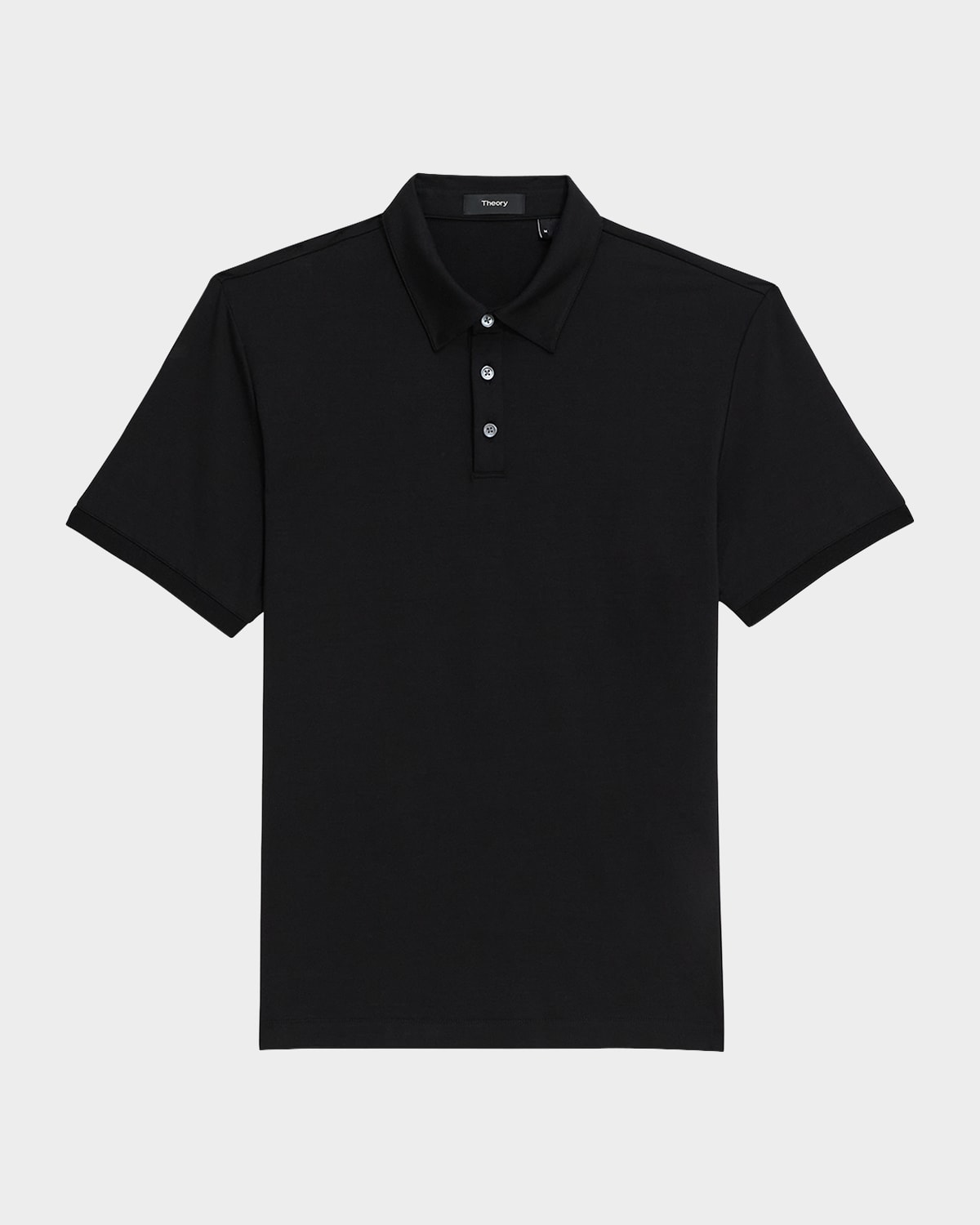 Theory Button-front Short-sleeved Polo Shirt In Black