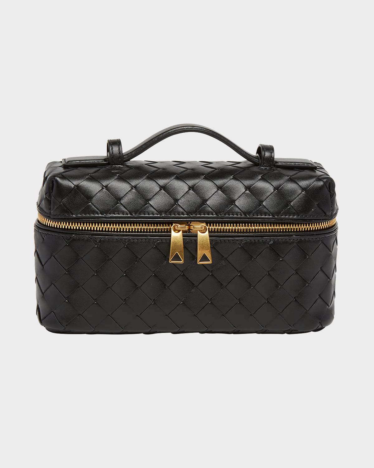 Shop Bottega Veneta Bang Bang Vanity Case On Strap In Black-gold