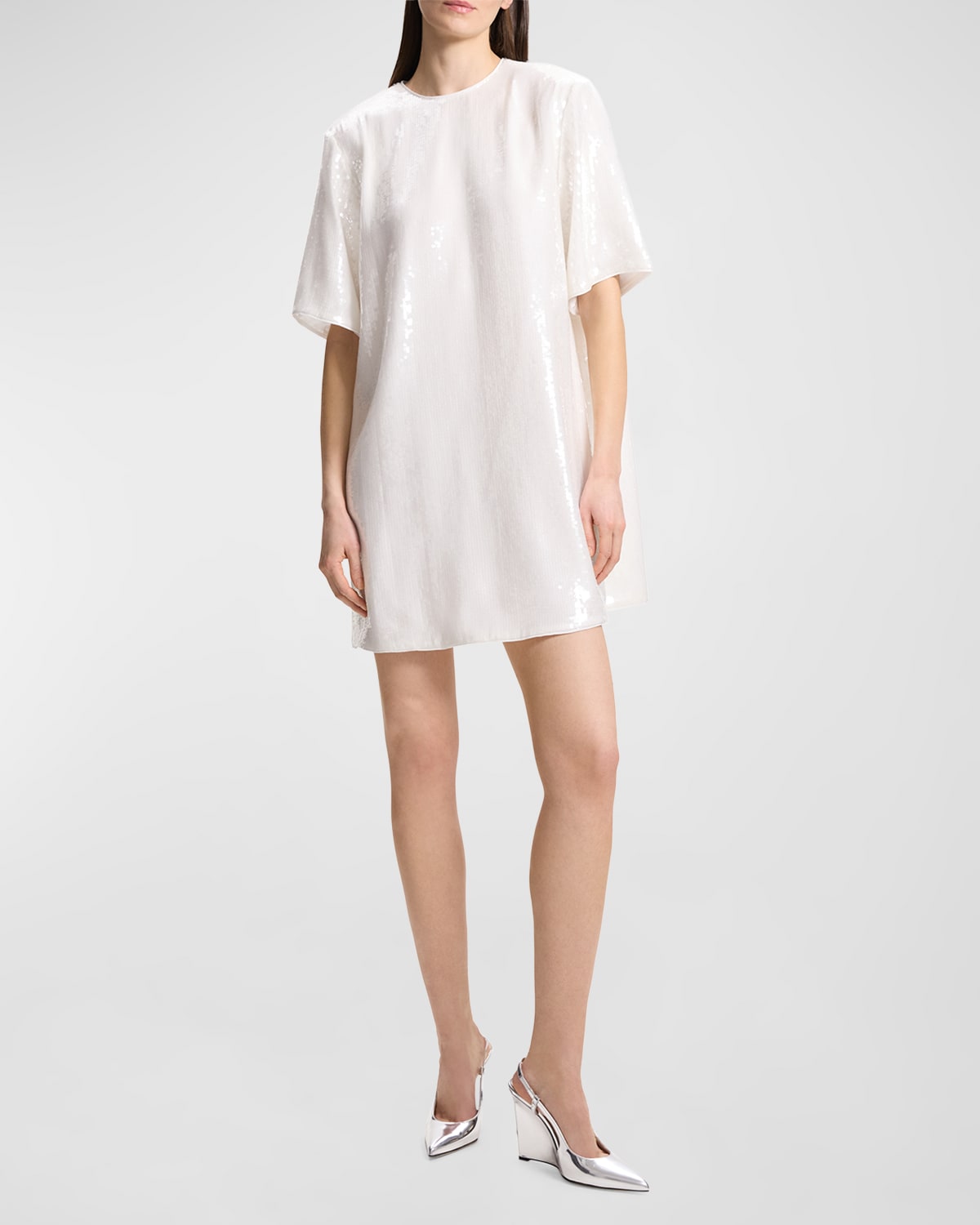 Sequined Short-Sleeve T-Shirt Mini Dress