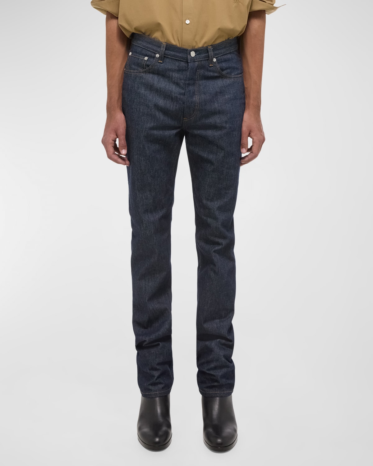 Men's Mid-Rise Regular-Fit Raw Denim Jeans