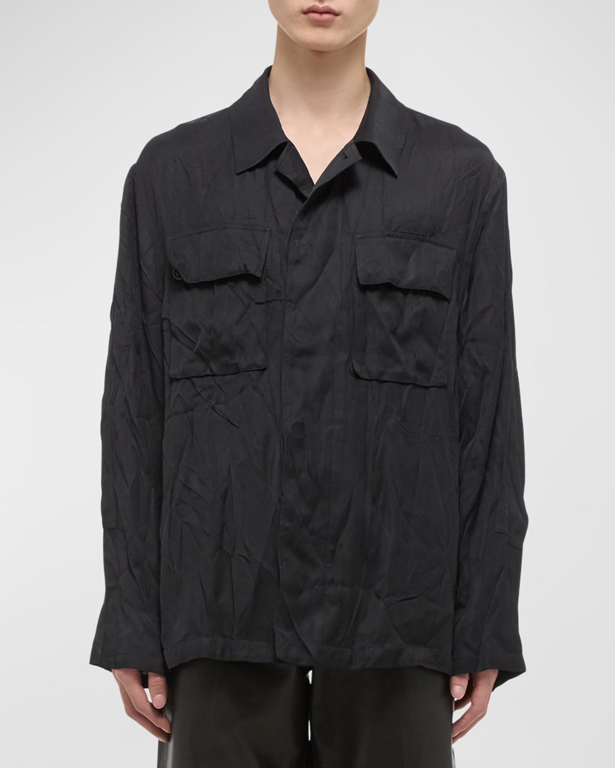 Shop Helmut Lang Men's Crushed 2-pocket Jacket In Black