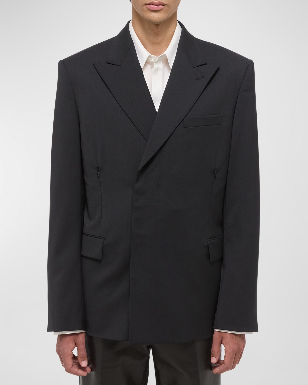 Shop Helmut Lang Men's Boxy Two-piece Double-breasted Blazer Suit In Black
