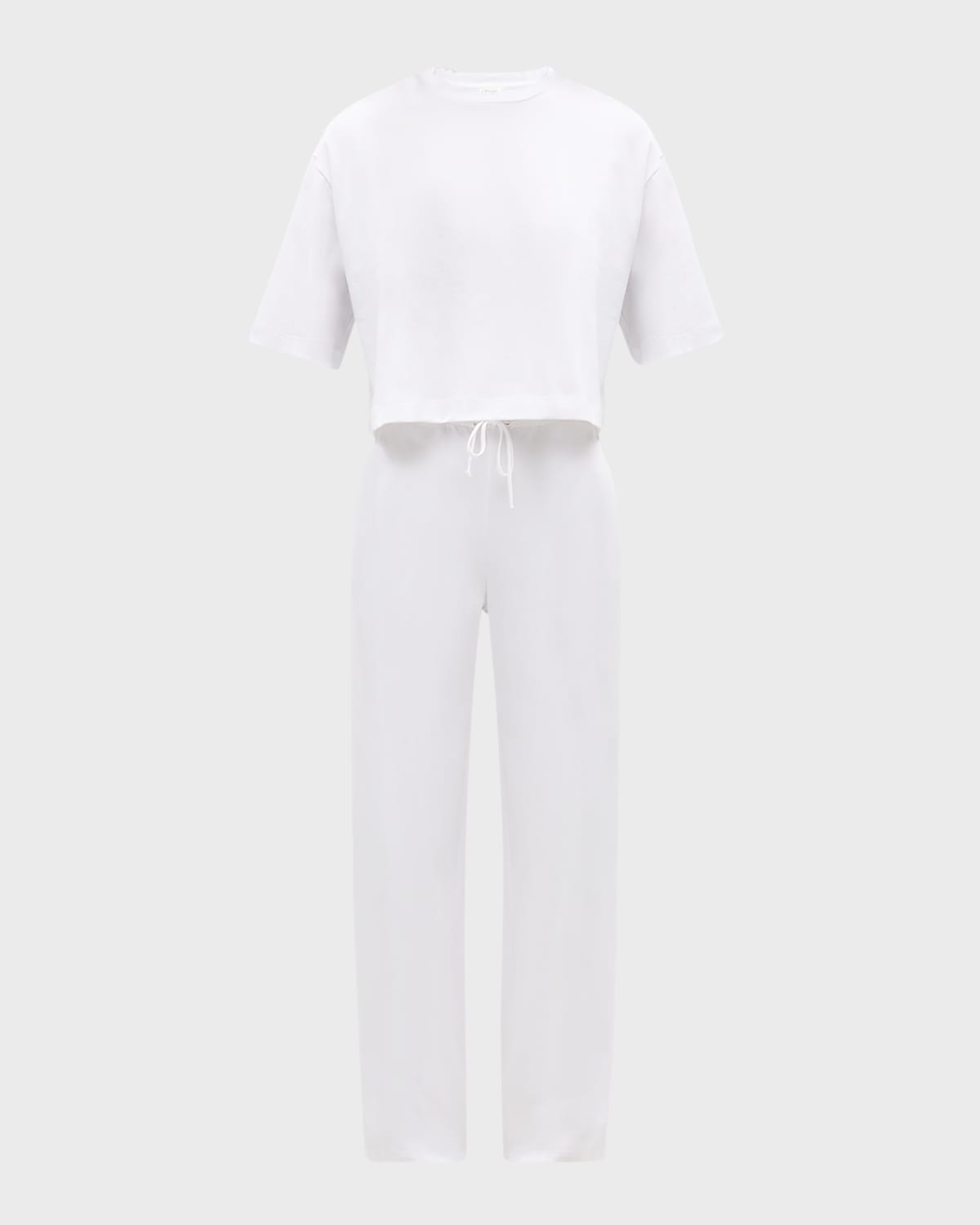 SKIN COTTON CROP TEE PAJAMA SET 