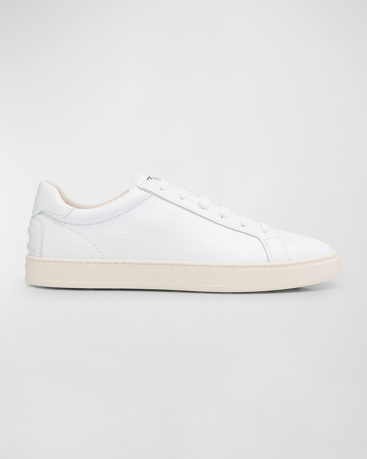 Shop Tod's Men's Calfskin Leather Low-top Sneakers In Bianco