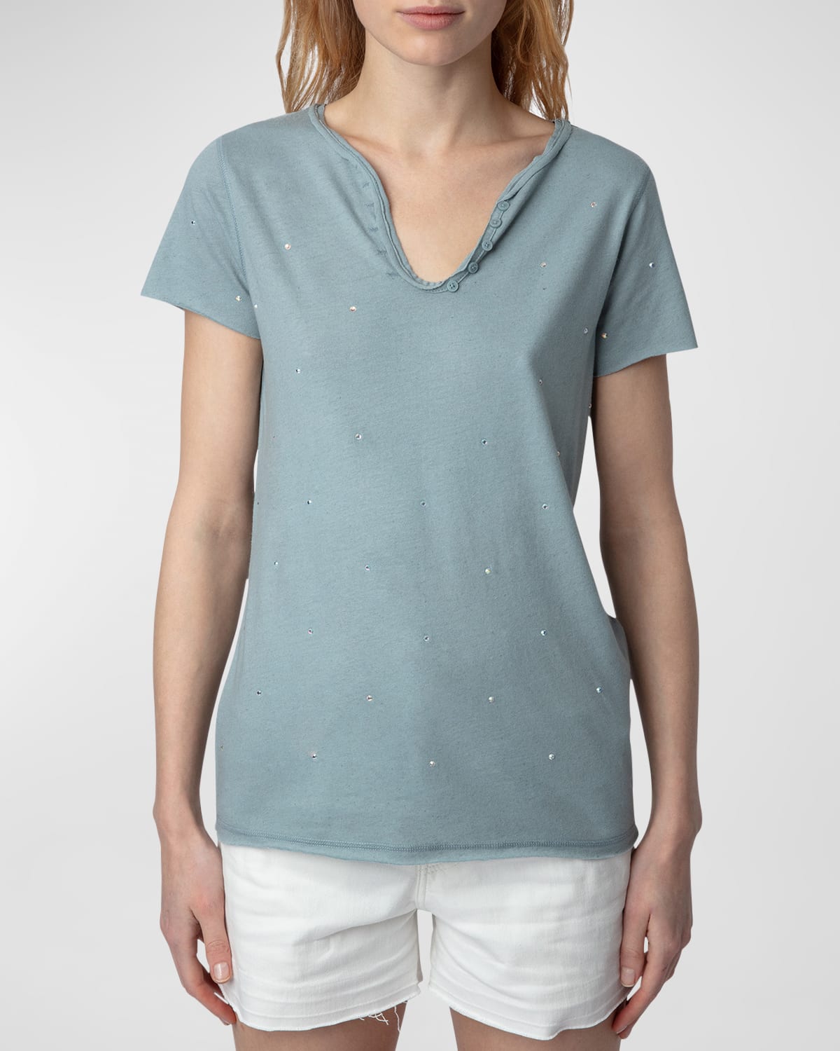Shop Zadig & Voltaire Tunisien Strass Dots T-shirt In Glacier