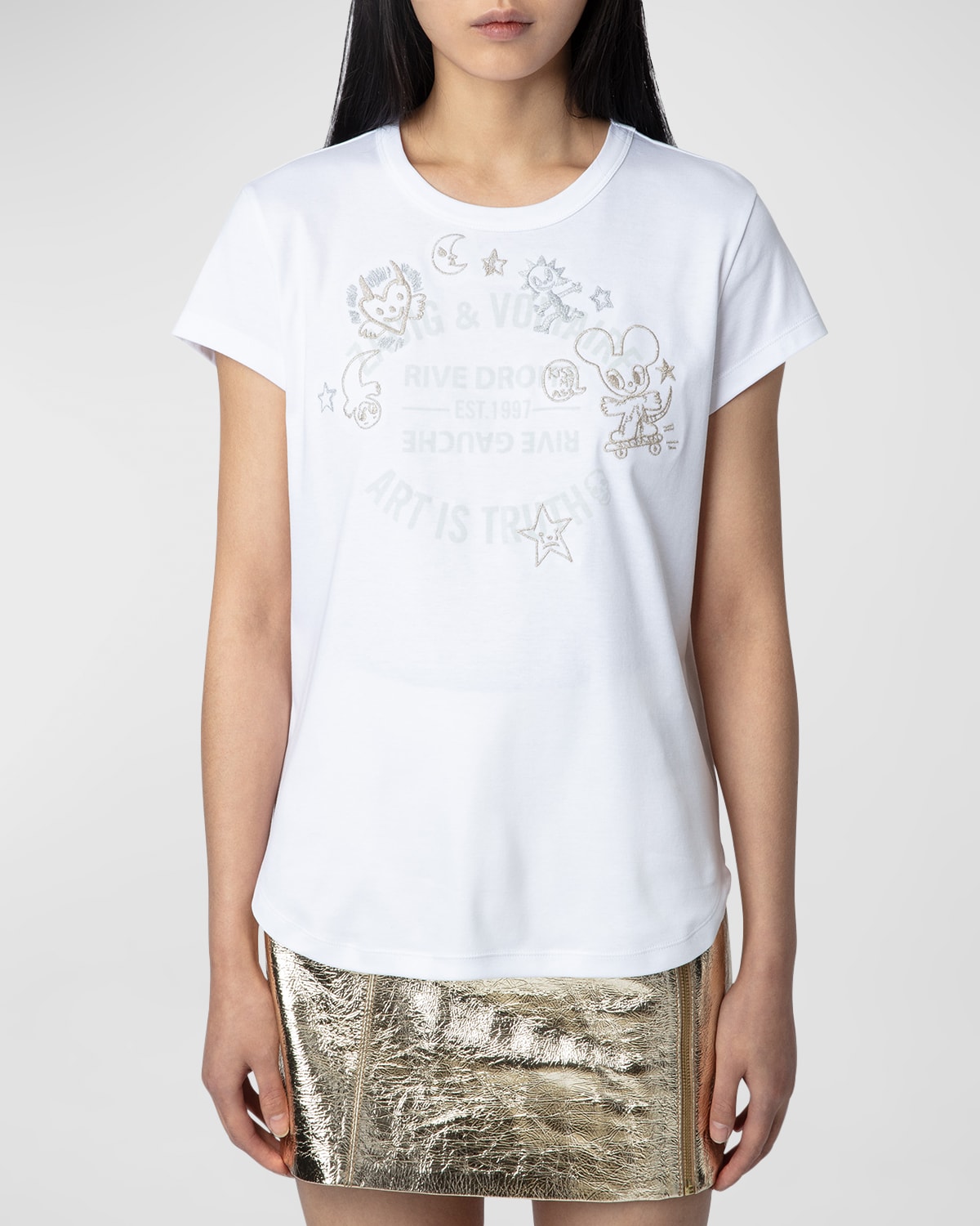 Shop Zadig & Voltaire Woop Icon Embroidered Short-sleeve T-shirt In Parme