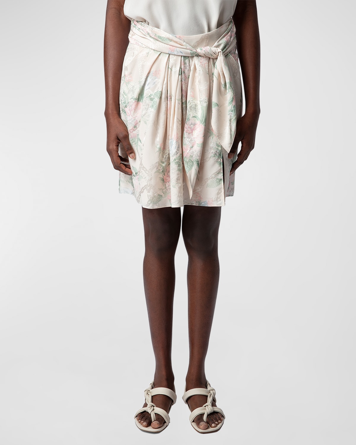 Shop Zadig & Voltaire Joji Floral Mini Skirt In Mastic