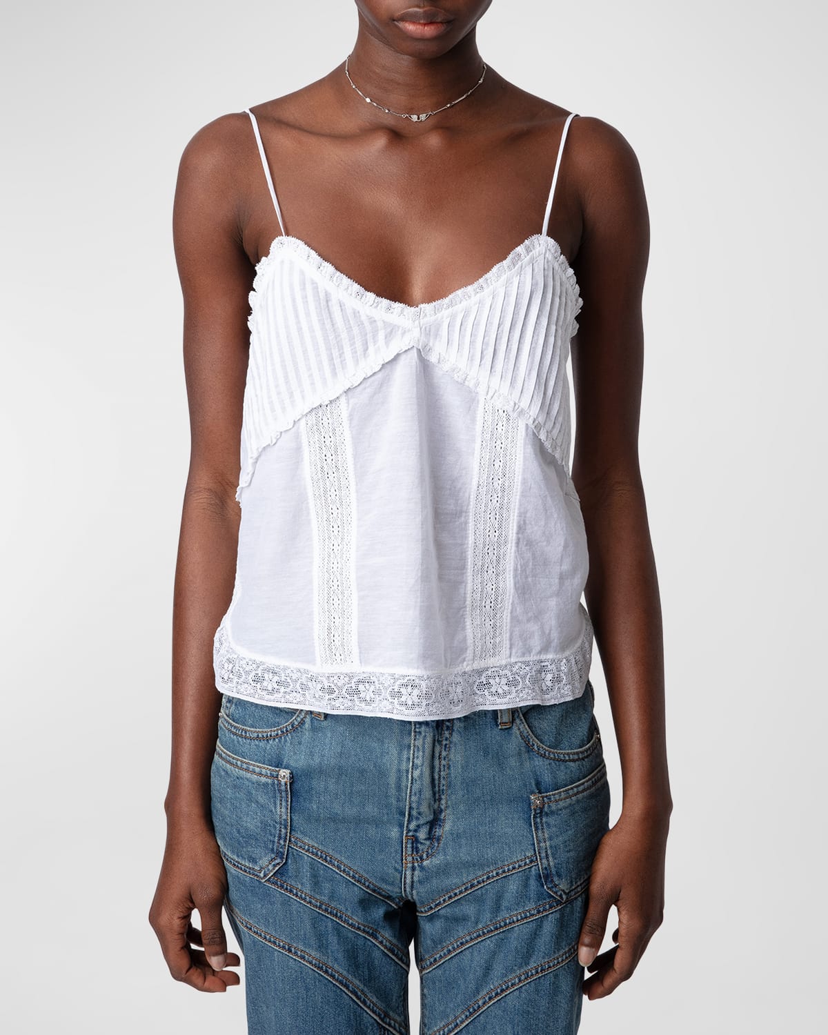 Shop Zadig & Voltaire Calixia Embroidered Tank Top In Mastic