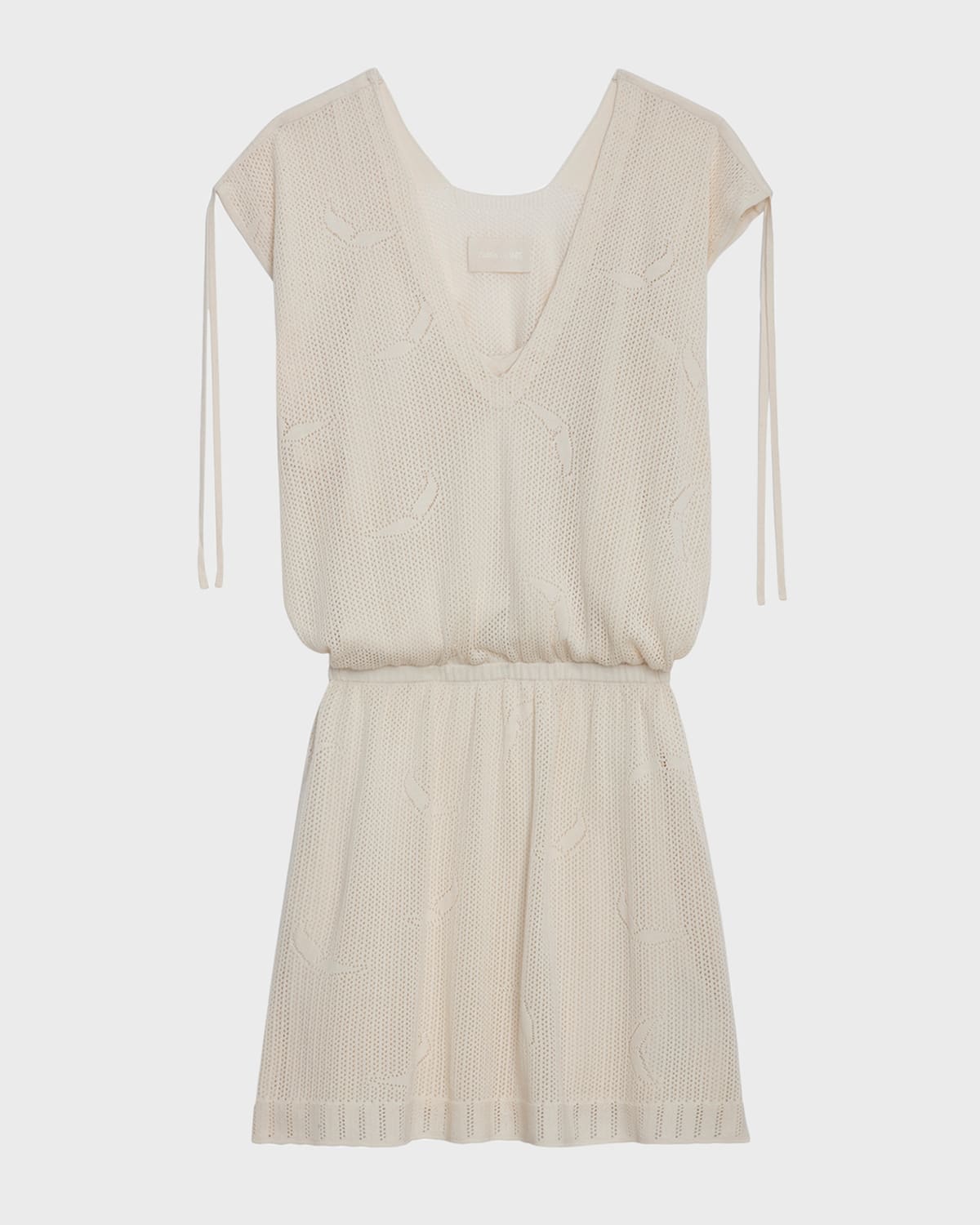 Shop Zadig & Voltaire Alana Pointelle-knit Wings Mini Dress In Ecru