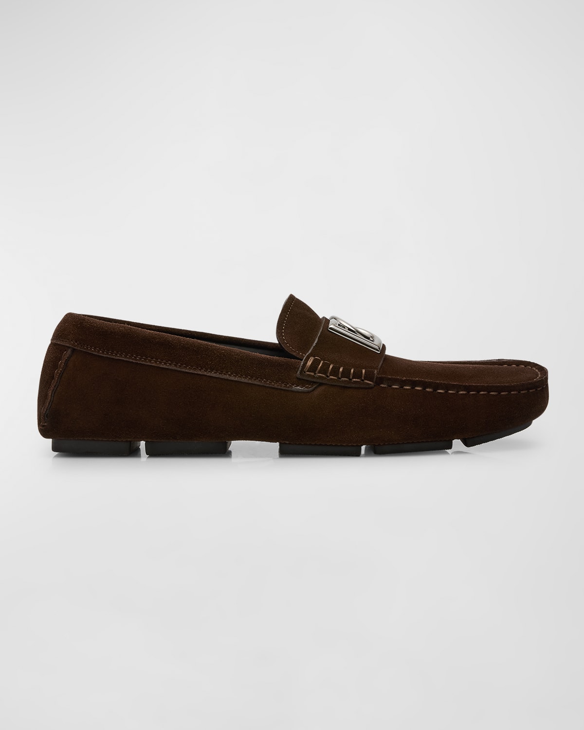 Shop Dolce & Gabbana Men's Dg Leather Driving Shoes In Bwn