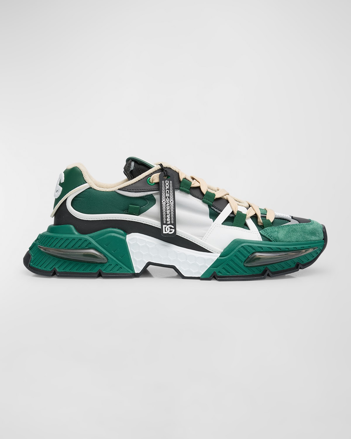 Shop Dolce & Gabbana Men's Airmaster Mix-media Fashion Sneakers In Green/bla
