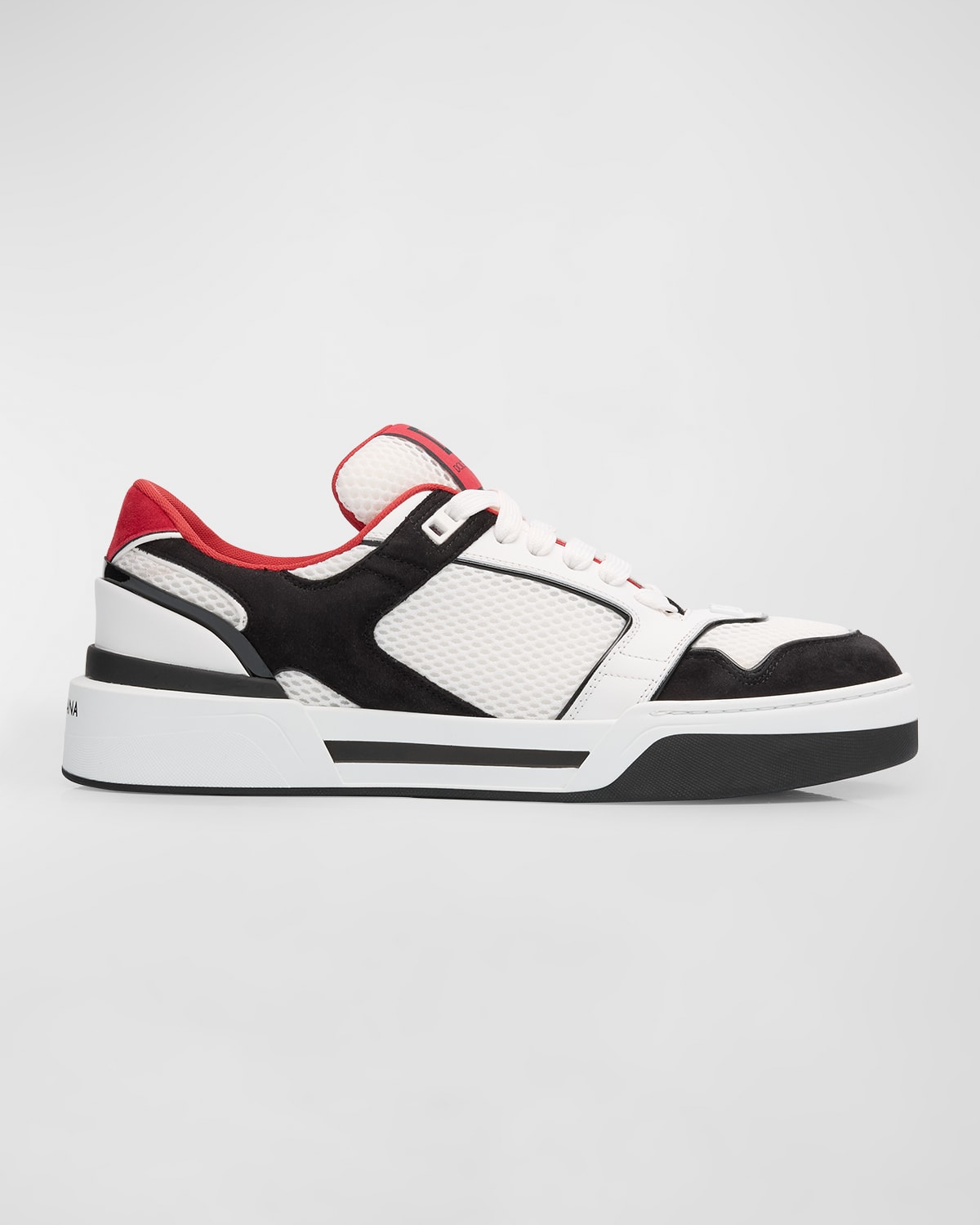 Shop Dolce & Gabbana Men's New Roma Mix-media Low-top Sneakers In Bla/white