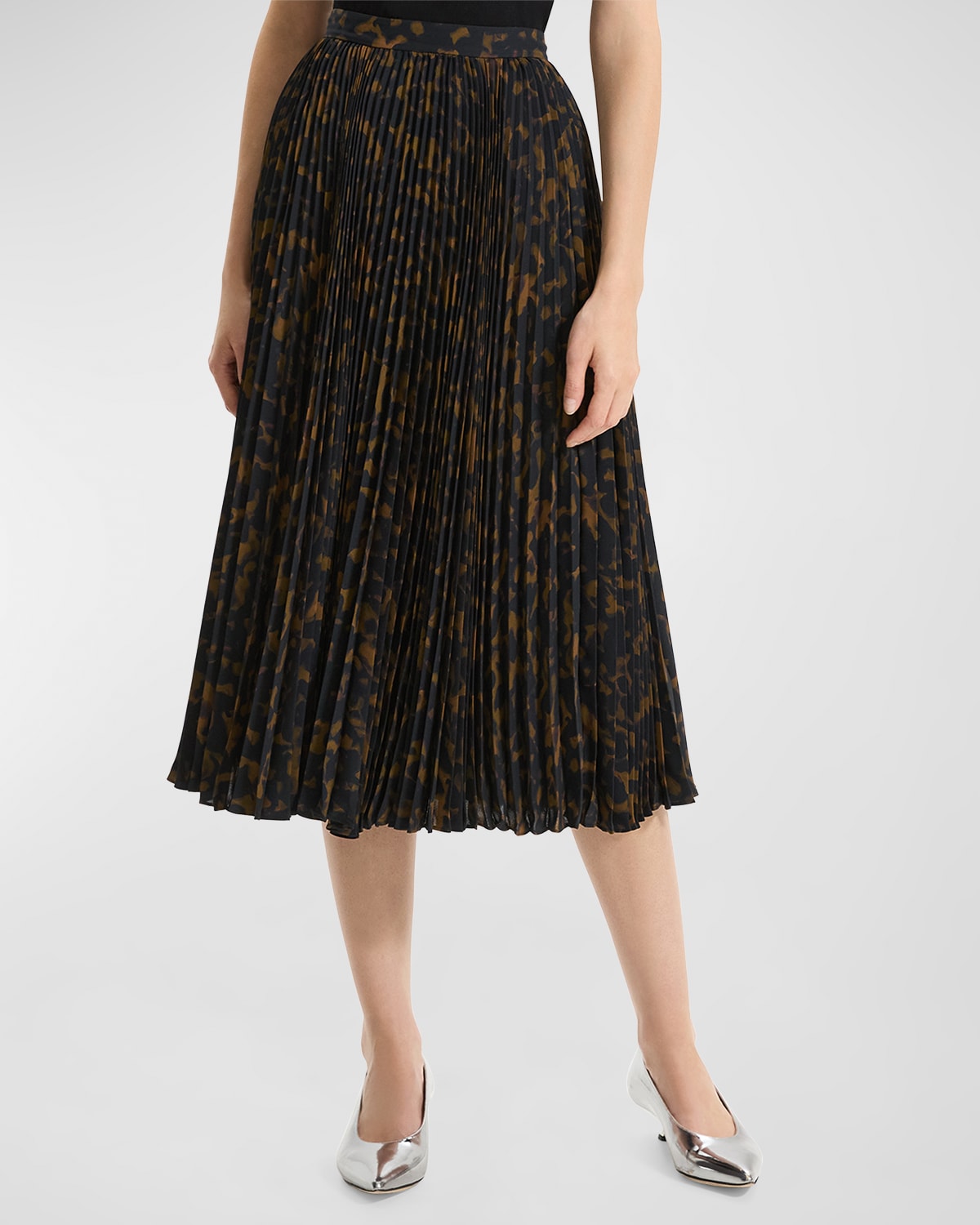 Sunburst Pleated A-Line Midi Skirt