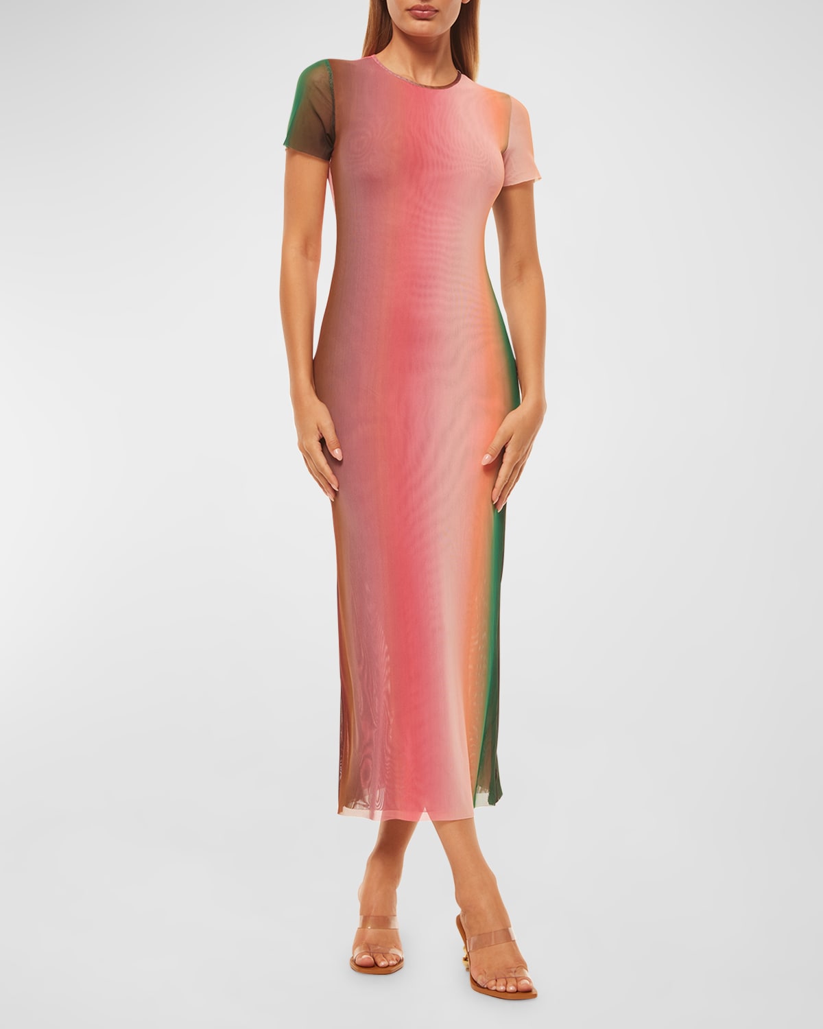 Shop Misa Vanessa Ombre Short-sleeve Midi Dress In Cali Ombre
