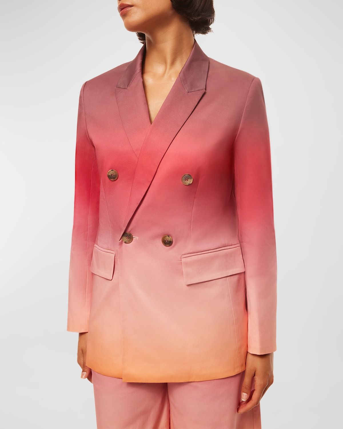 Shop Misa Viva Ombré Stretch Cotton Double-breasted Blazer In Cali Ombre Cotton