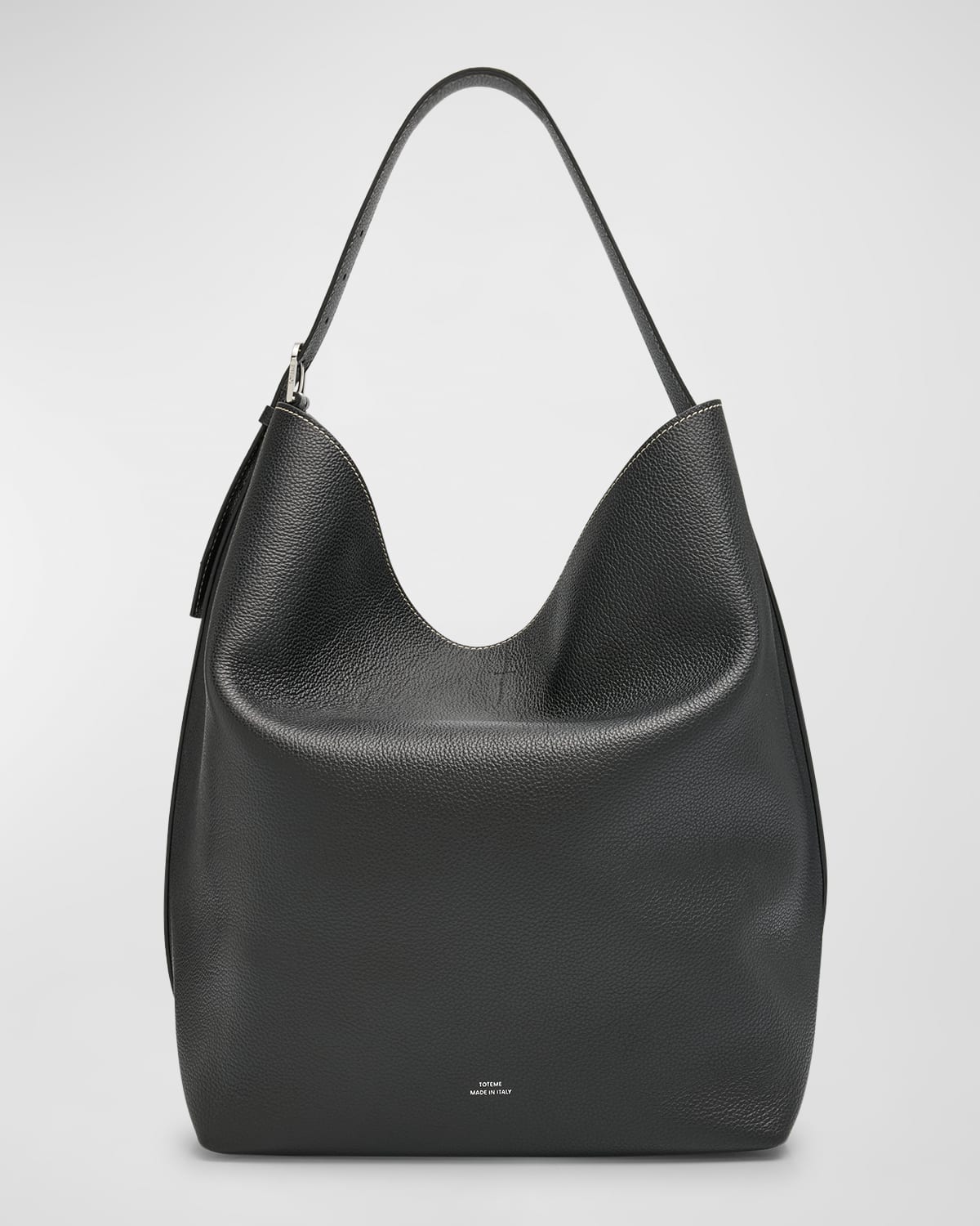 Totême Belted Leather Tote Bag In Black