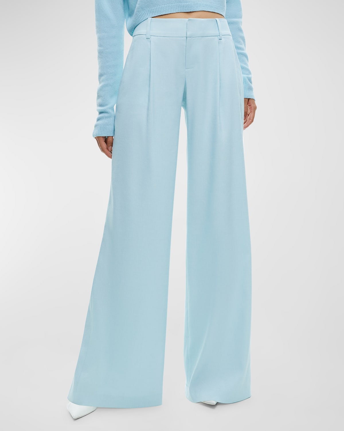 Shop Alice And Olivia Eric Low-rise Wide-leg Pants In Spring Sky