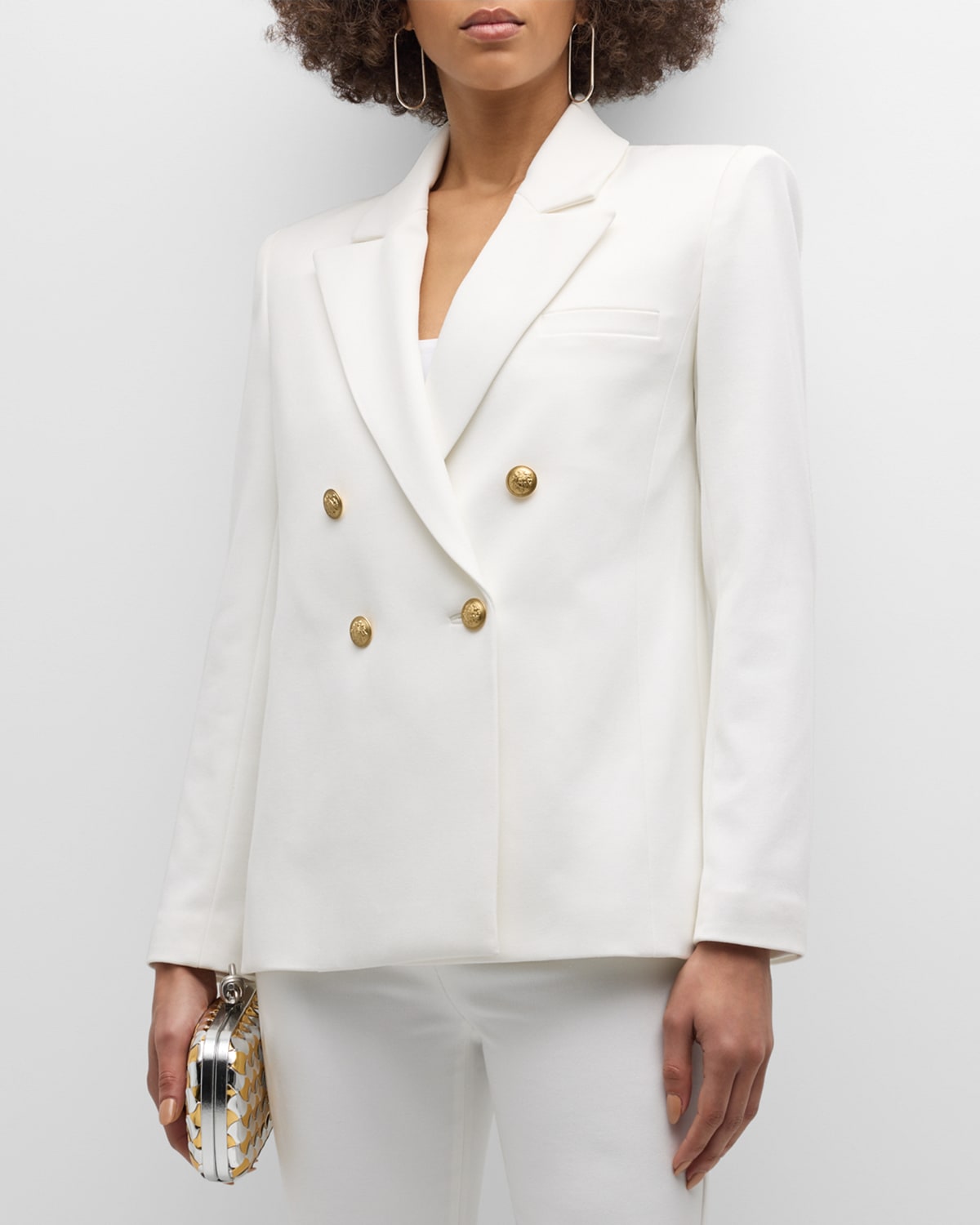 Shop Alice And Olivia Anthony Double-breasted Twill Blazer In Off White