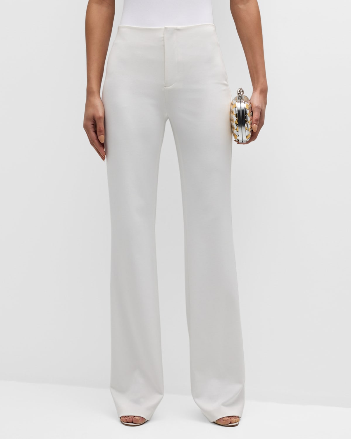 Alice And Olivia Teeny Twill Flare Pants In Off White