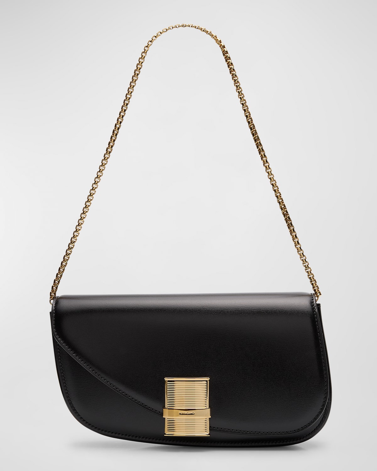 FERRAGAMO FIAMMA CALF LEATHER SHOULDER BAG 