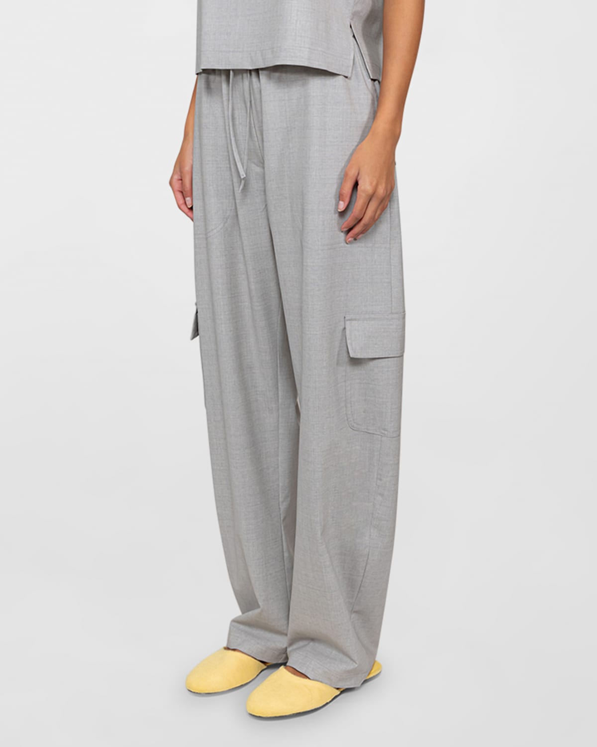 Leset Jane Lightweight Cargo Trousers In Light Grey