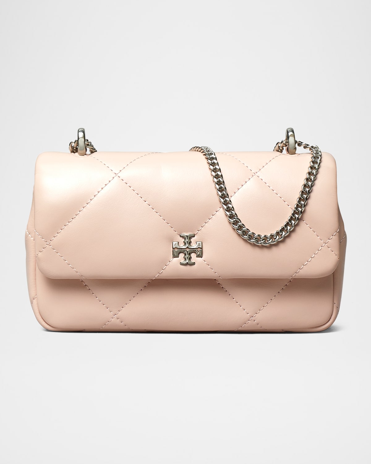 Tory Burch Kira Mini Diamond Quilted Leather Crossbody Bag In Soft Pink
