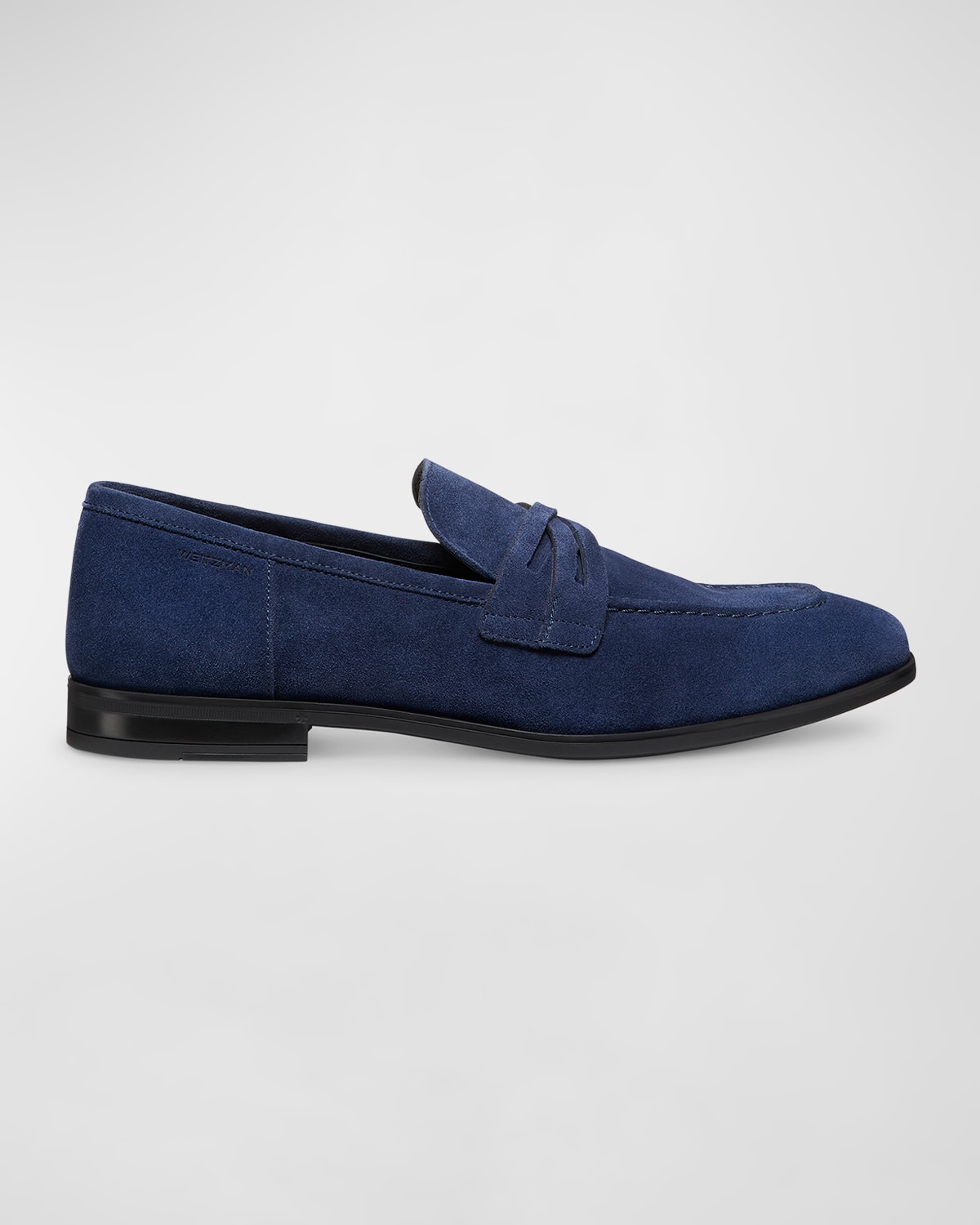 Shop Stuart Weitzman Men's Simon Suede Crisscross Penny Loafers In Blue