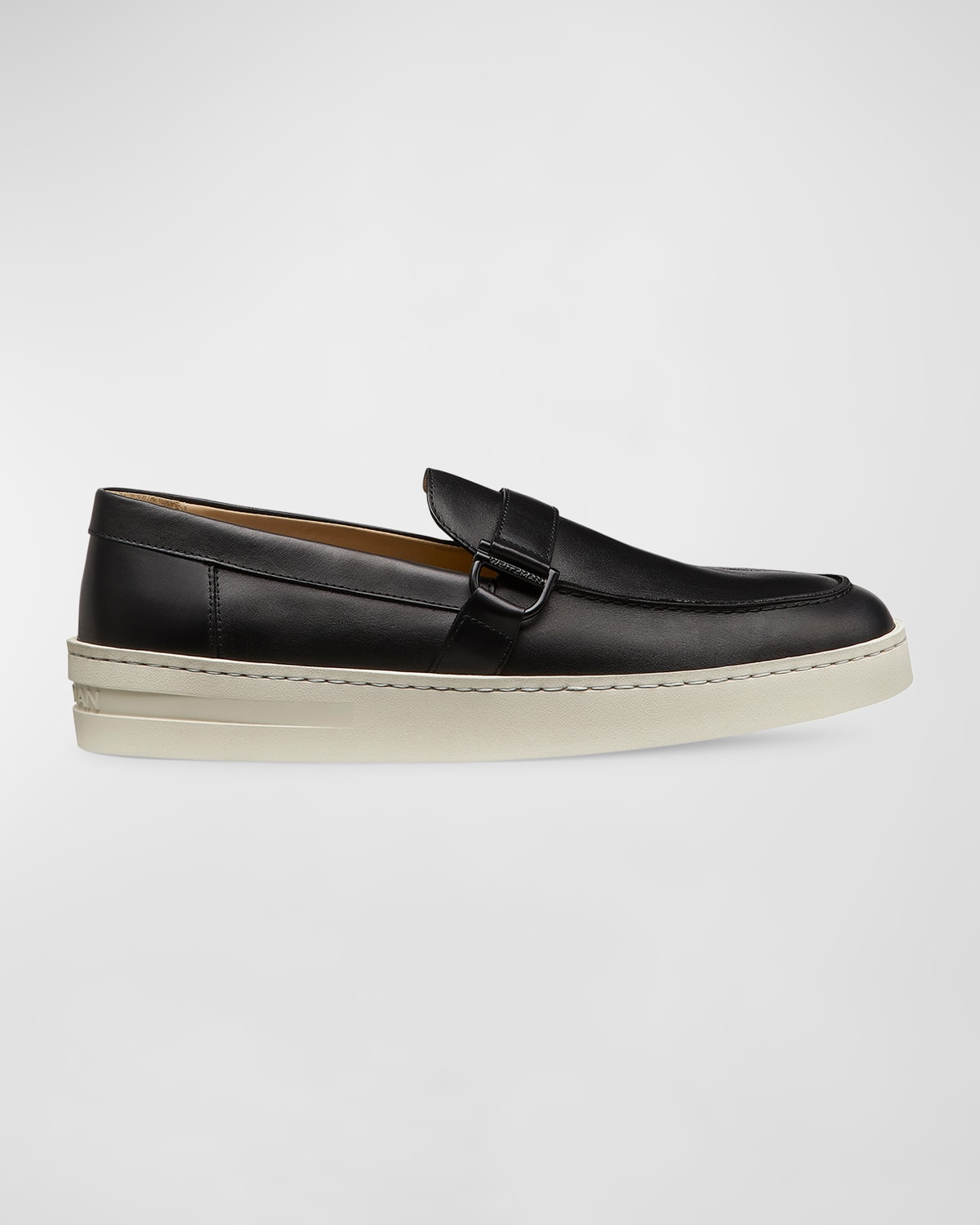 Shop Stuart Weitzman Men's Hamptons Leather Buckle Loafers In Black