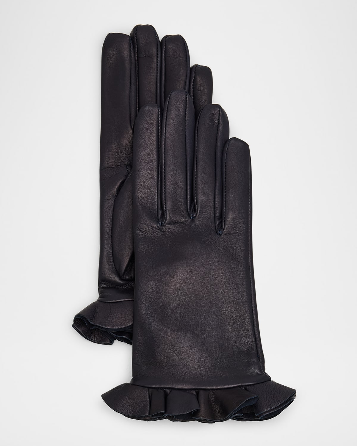 Danielle Ruffled Leather Gloves