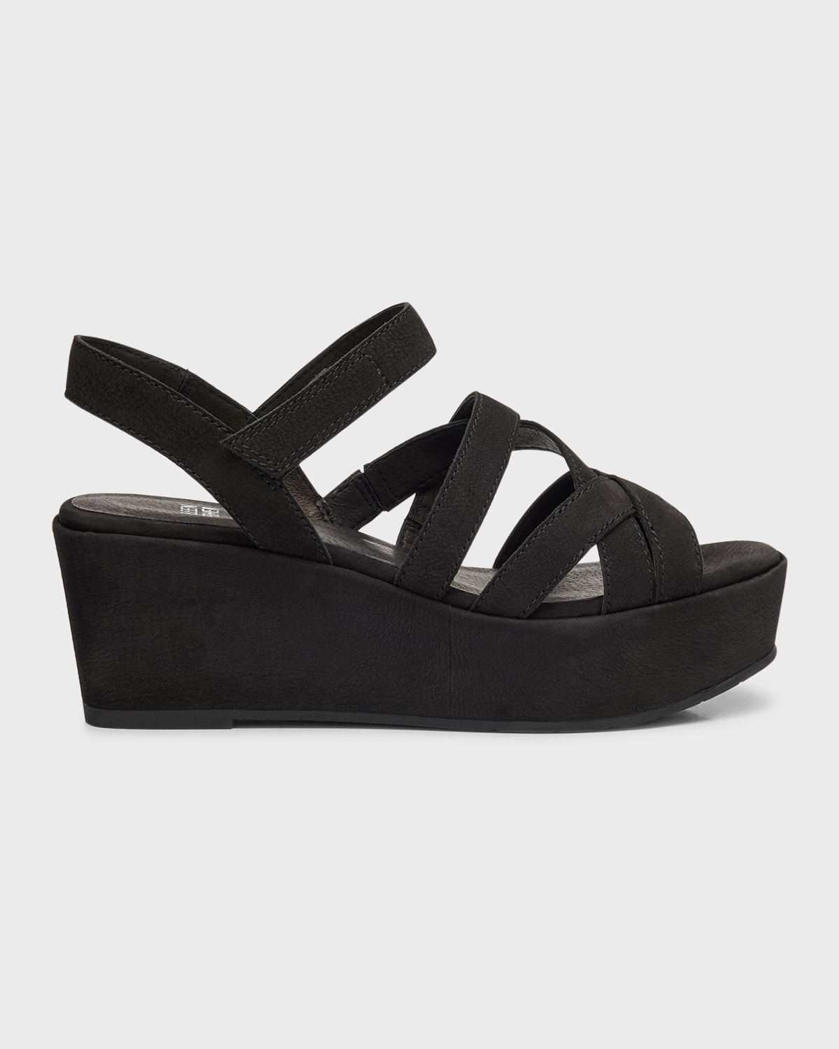 Shop Eileen Fisher Mazy Suede Strappy Wedge Sandals In Black
