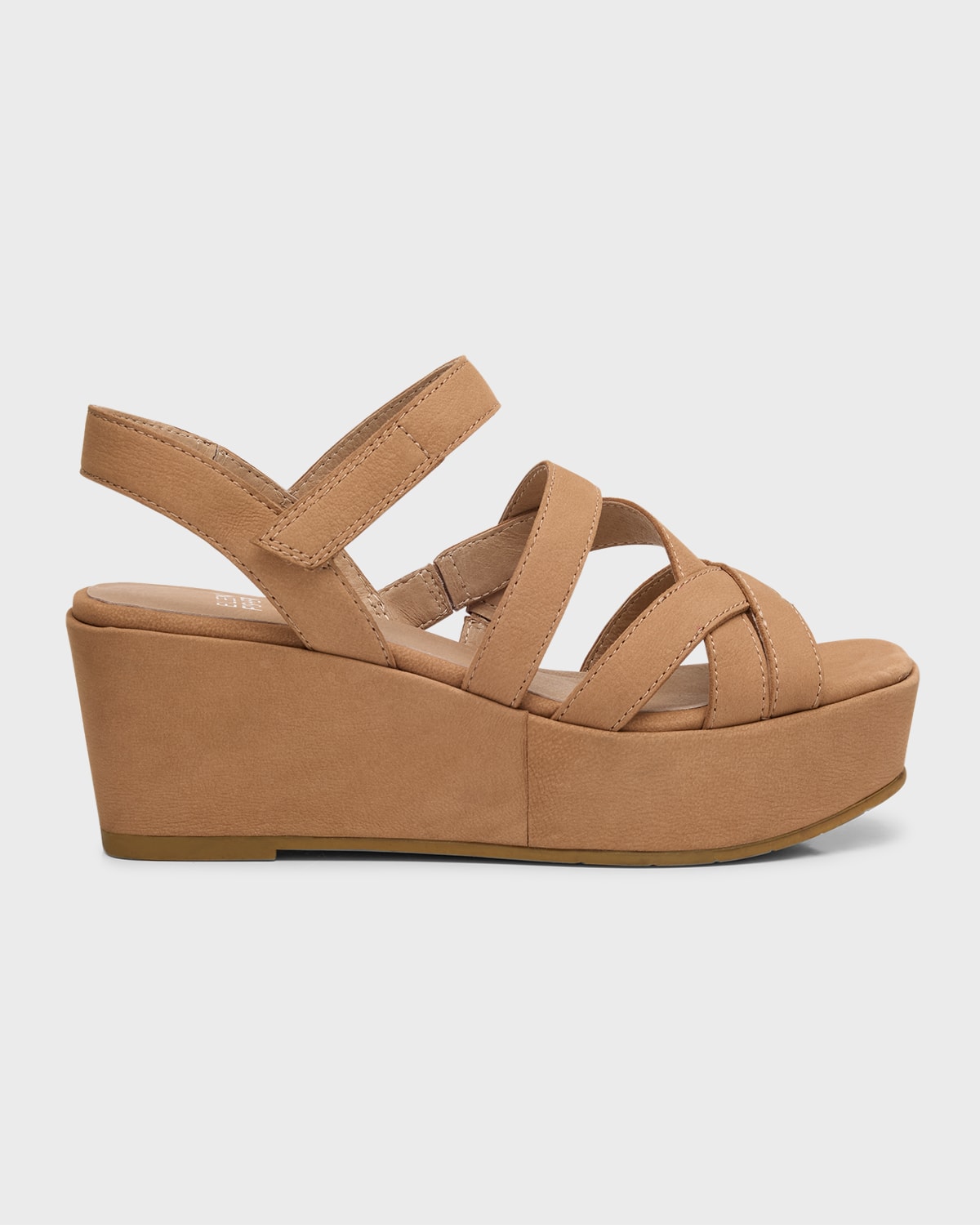 Shop Eileen Fisher Mazy Suede Strappy Wedge Sandals In Latte