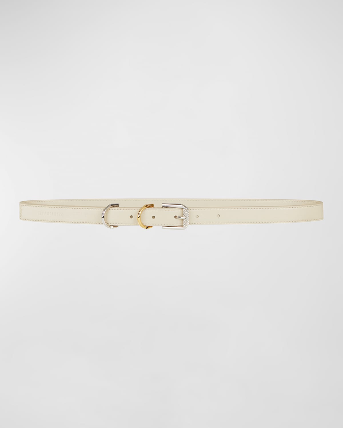 Givenchy Voyou Mixed-metal Leather Skinny Belt In White
