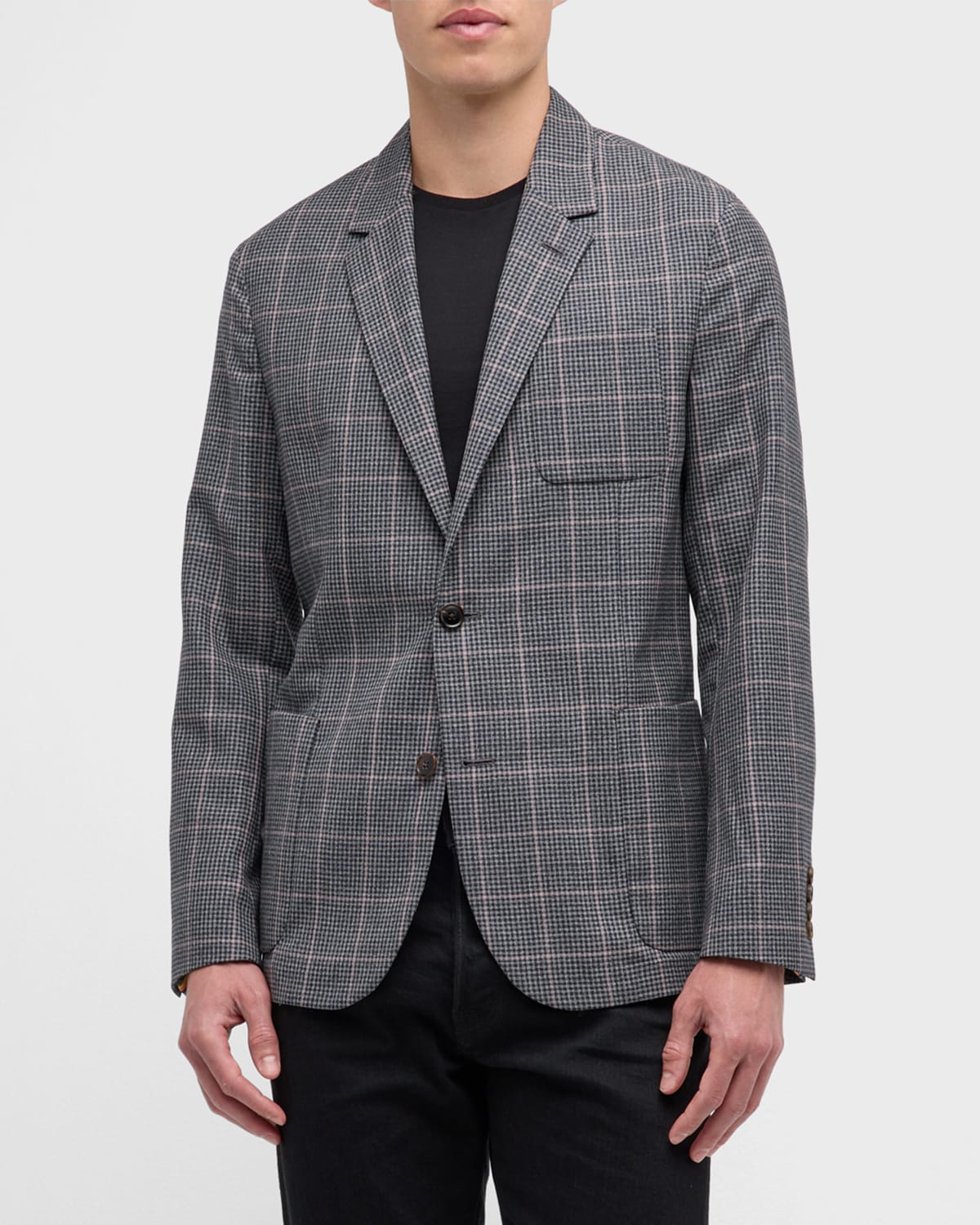 Paul Smith Men's Wool Windowpane Check Sport Jacket In Gray