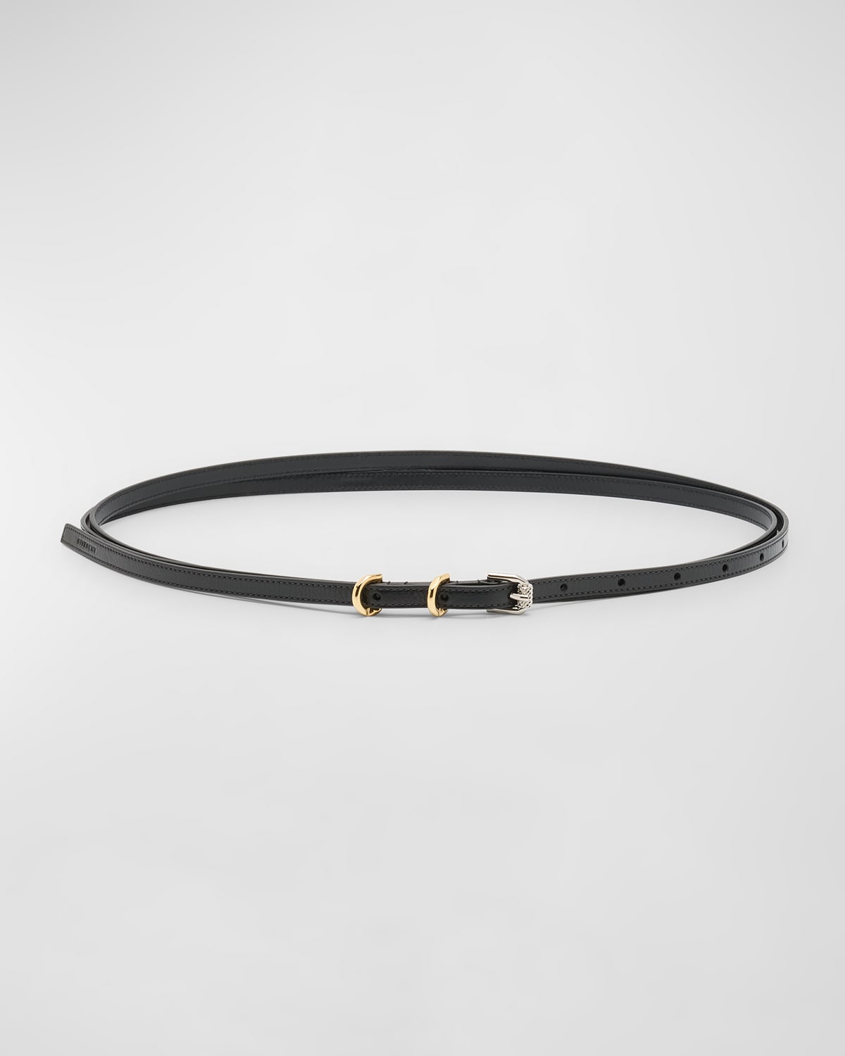 Givenchy Voyou Double Wrap Leather Skinny Belt In Black