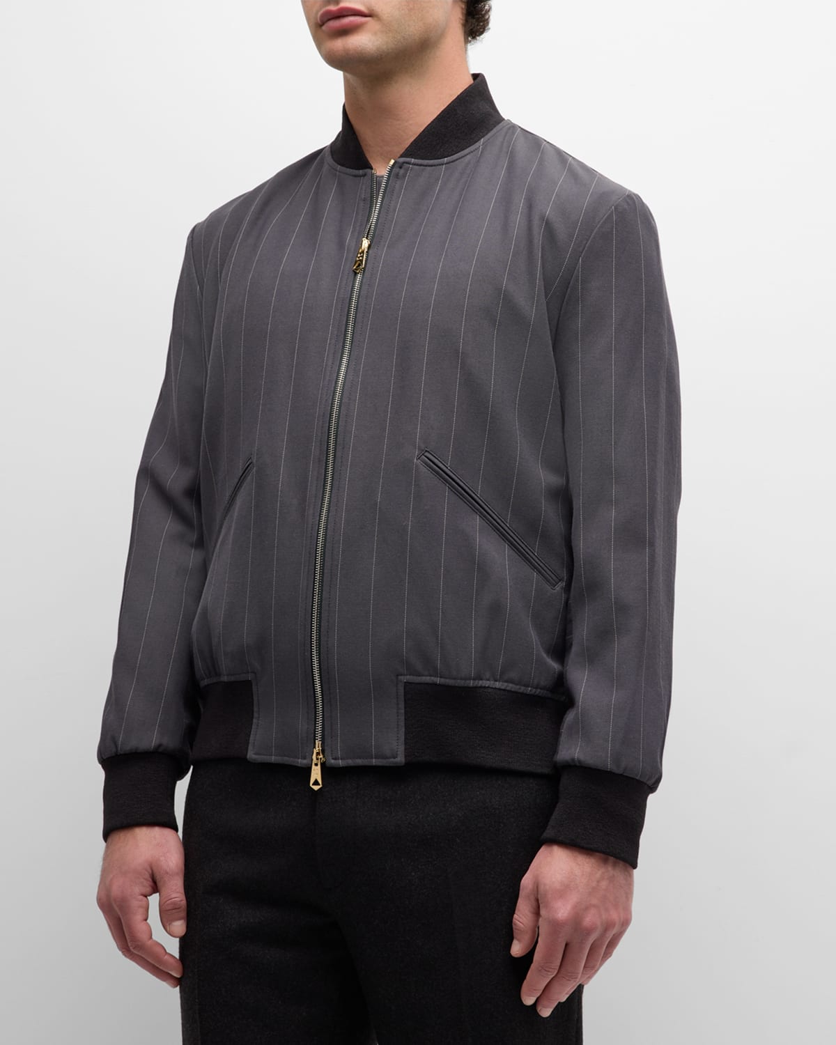 Shop Paul Smith Men's Stripe Bomber Jacket In Slate Grey