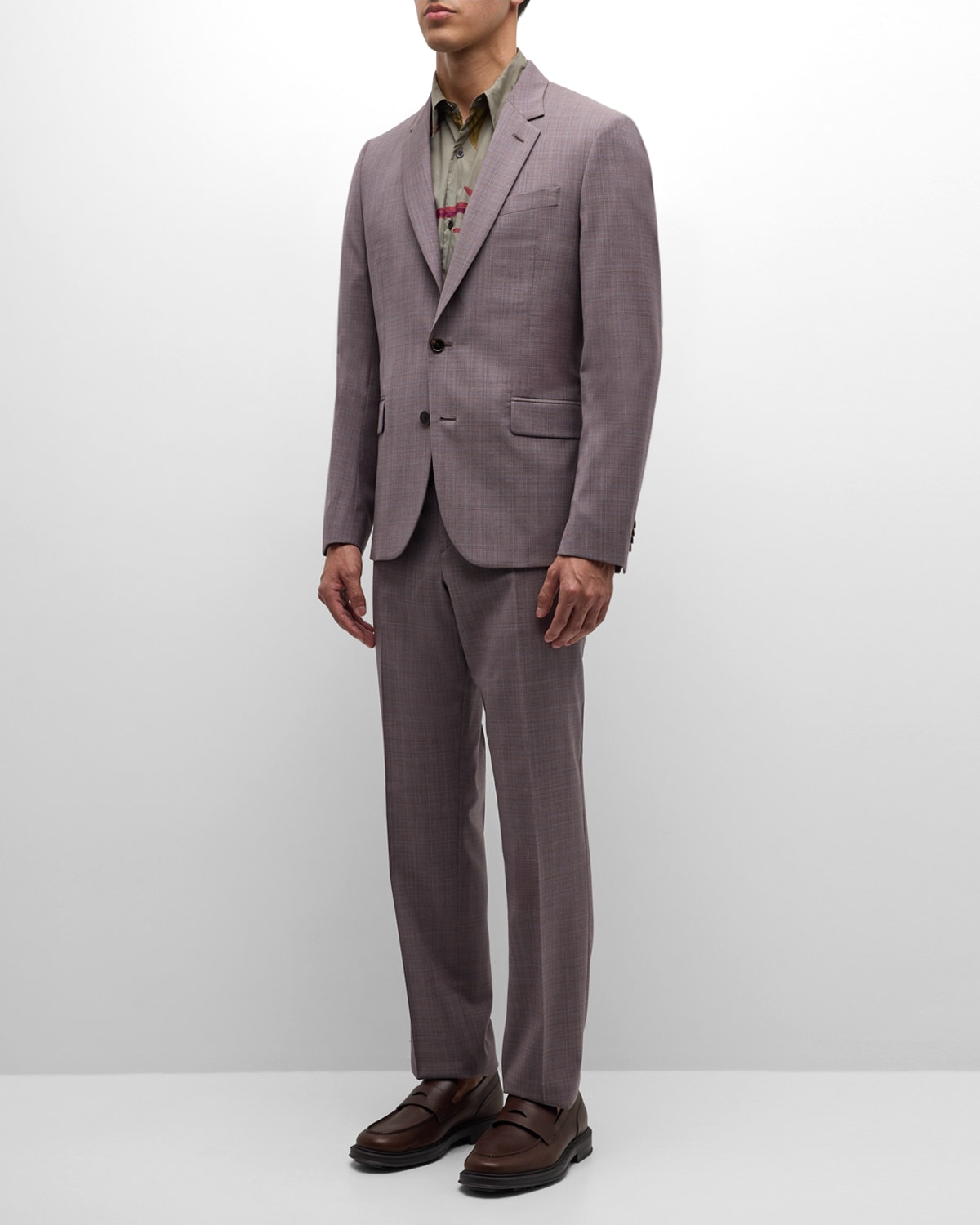 Paul Smith Men's Melange Plaid Suit In Grey/purple