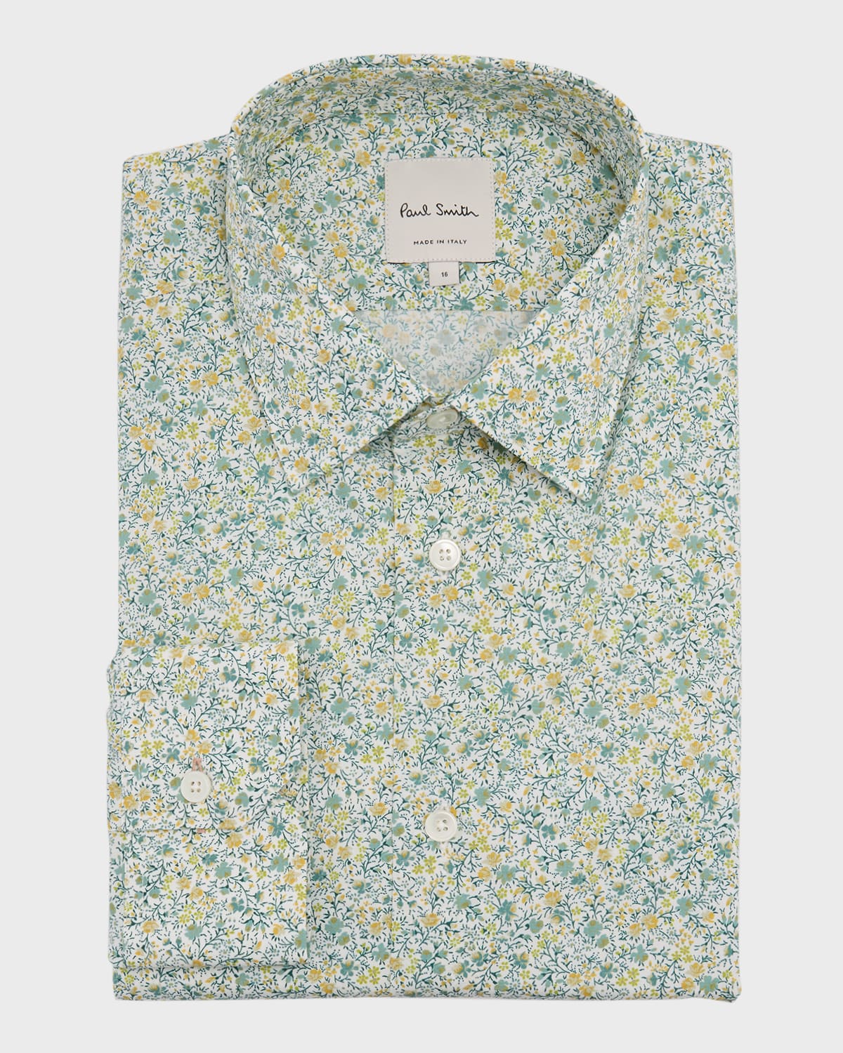 Paul Smith Men's Cotton Floral-print Sport Shirt In Blue/green