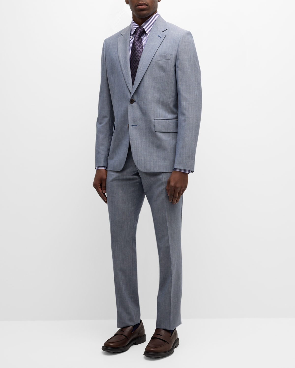 Paul Smith Men's Gradient Check Two-piece Suit In Light Blue
