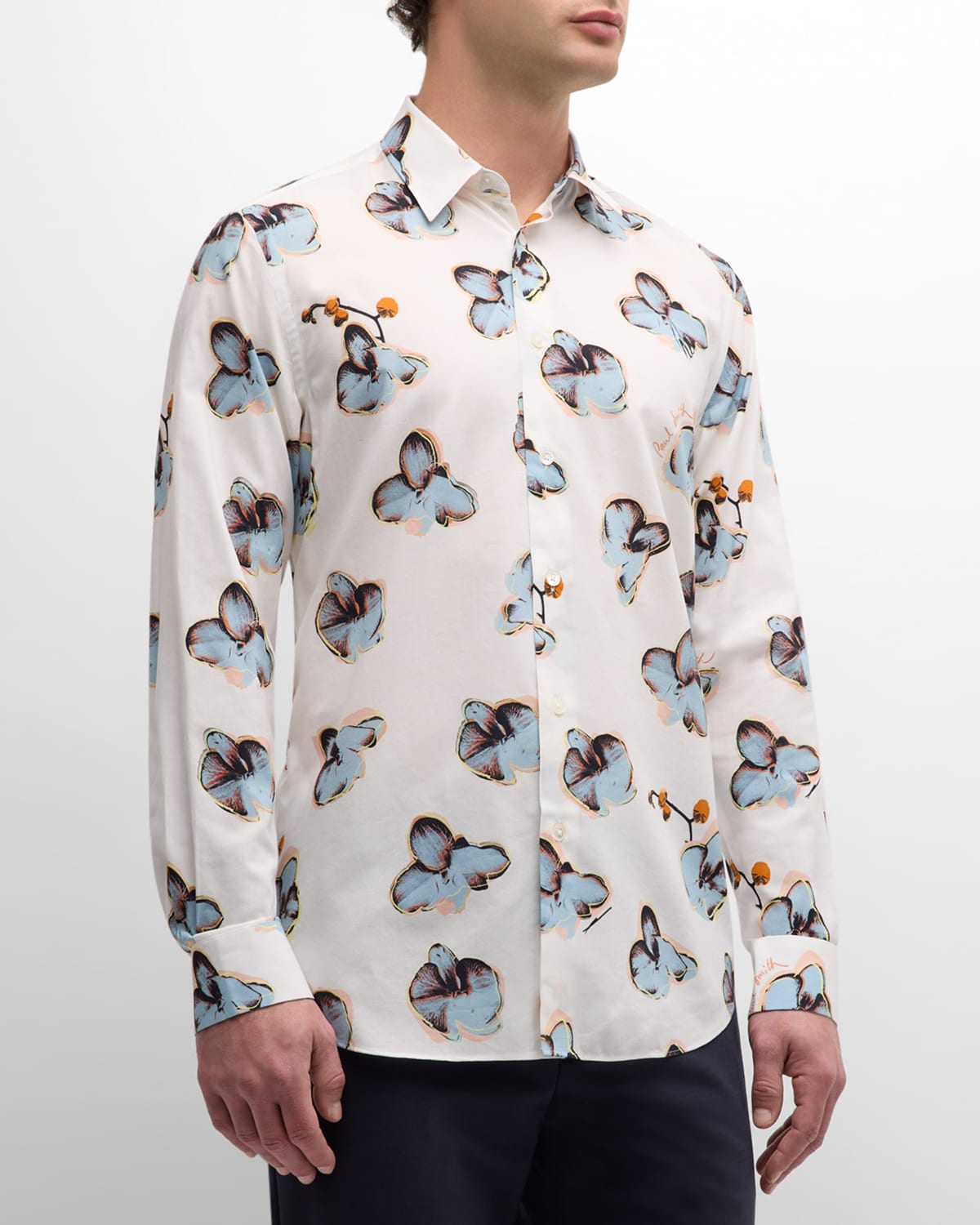 Shop Paul Smith Men's Pop Art Orchid-print Sport Shirt In White Floral