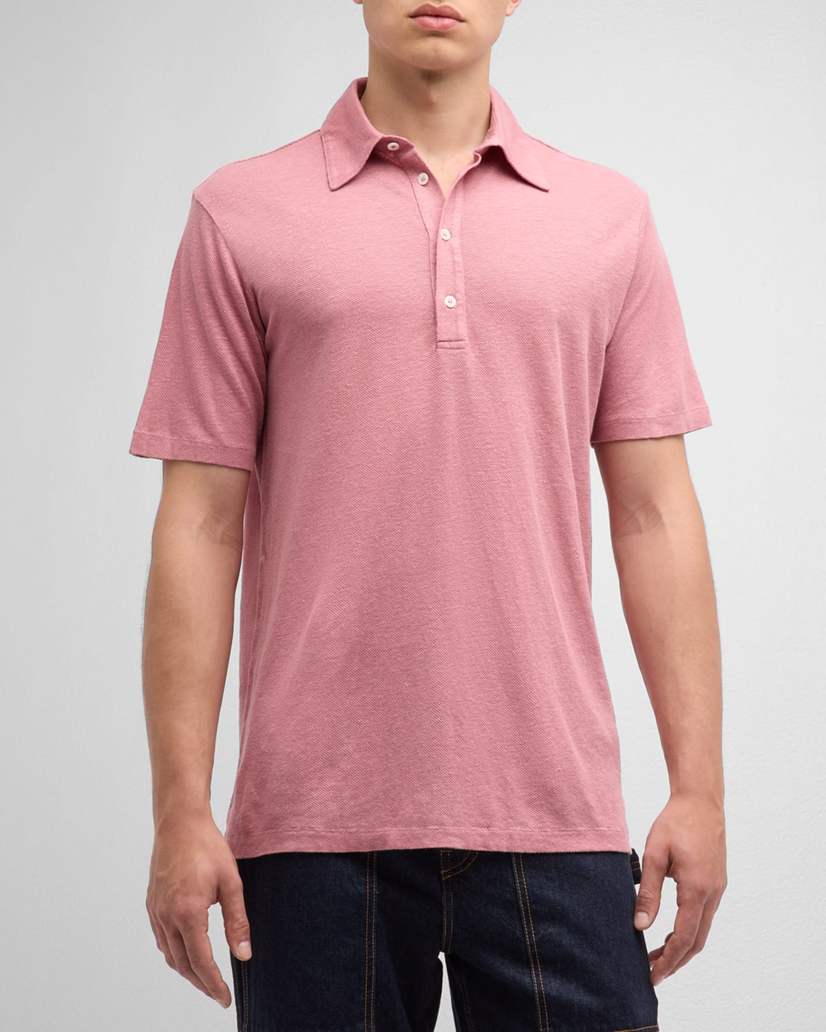 Paul Smith Men's Linen Polo Shirt In Bright Pink