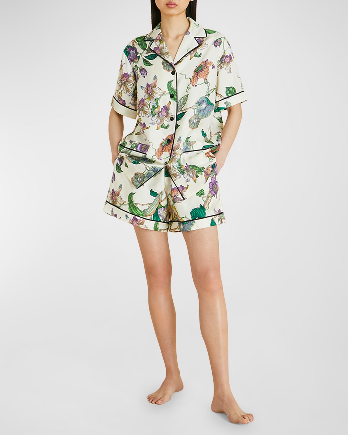 Ingo Floral-Print Silk Twill Pajama Set