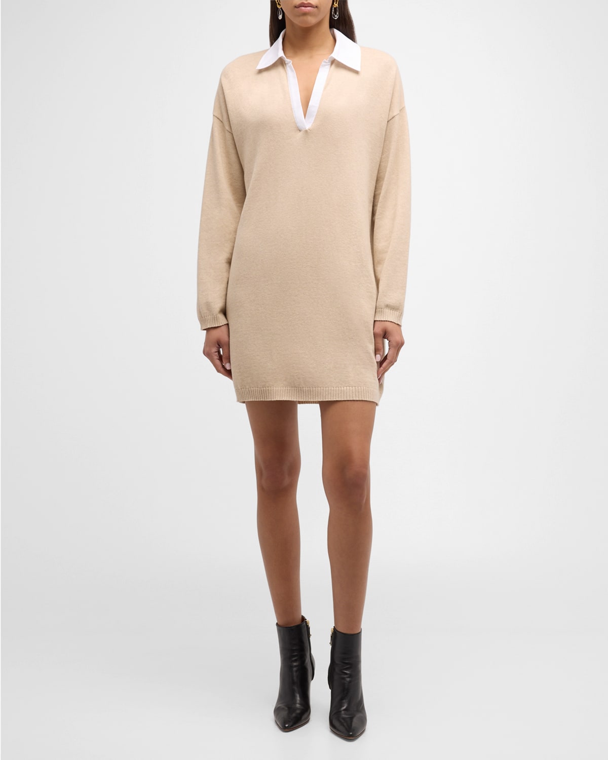Hybrid Cashmere & Cotton Mini Sweater Dress