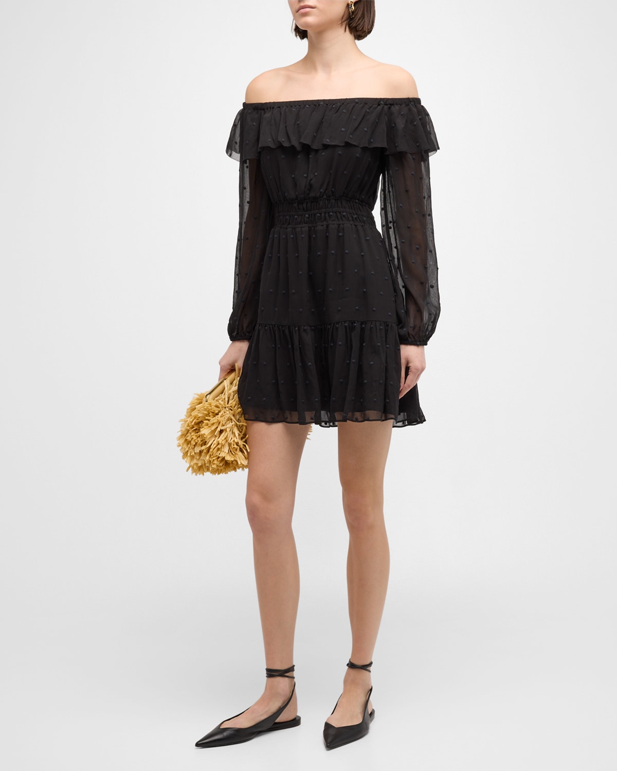 Shop Paige Seine Off-the-shoulder Mini Dress In Black